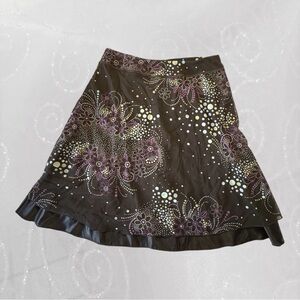 Mexx Brown and Purple Floral A-Line Skirt